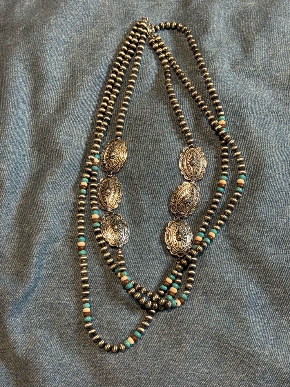 Idyllwind Silver-Tone Turquoise Bead Multi-Strand Western Necklace